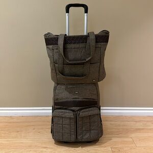 Lug Vintage Travel Set Wheelie & Tote Bag EUC - Heather Brown